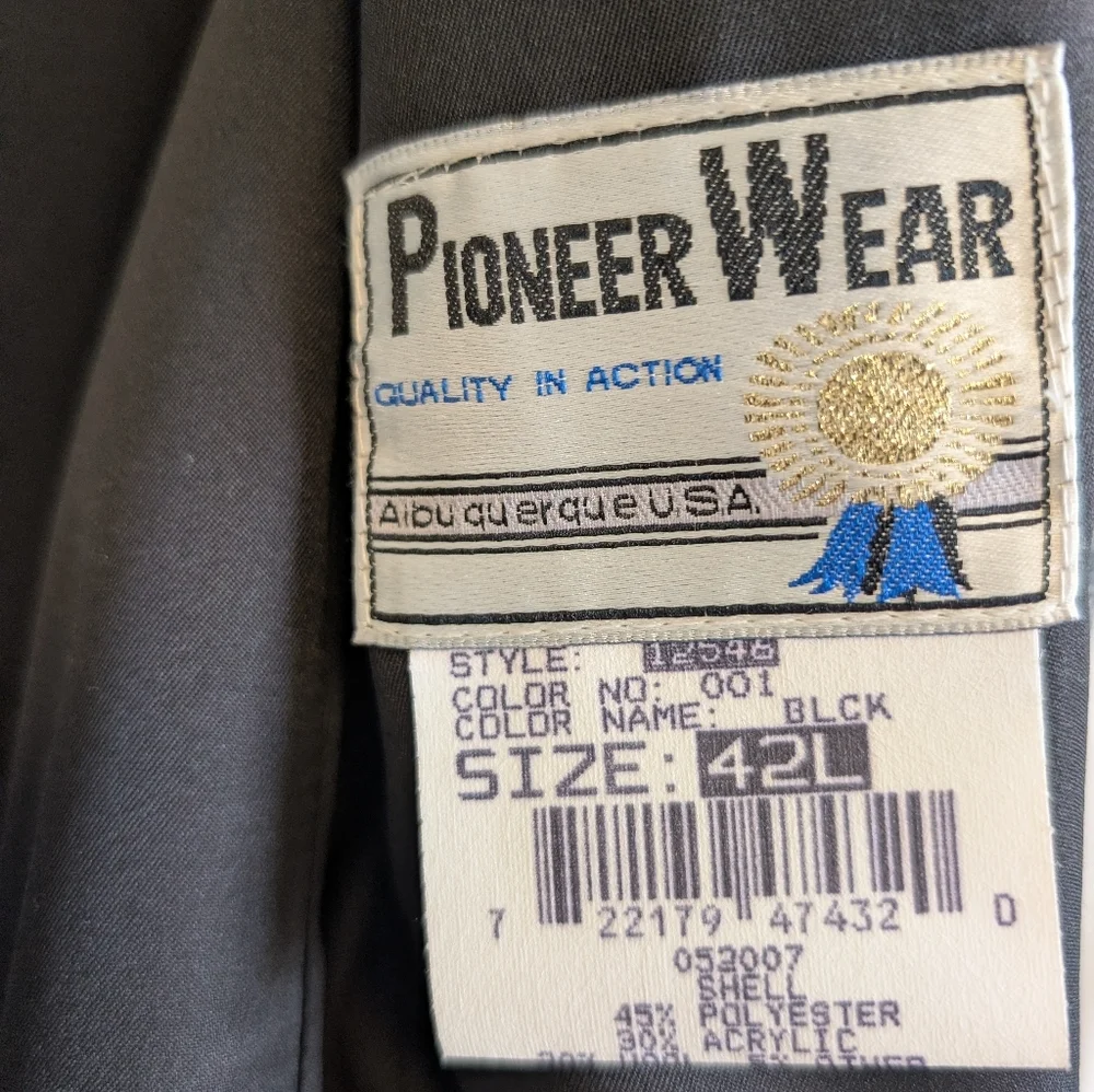 Vtg Pioneer Wear Western Blazer Jacket Black Gray Tweed 42L Men's